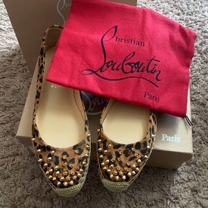 NEW- Christian Louboutin Aliochette Flat Leopard